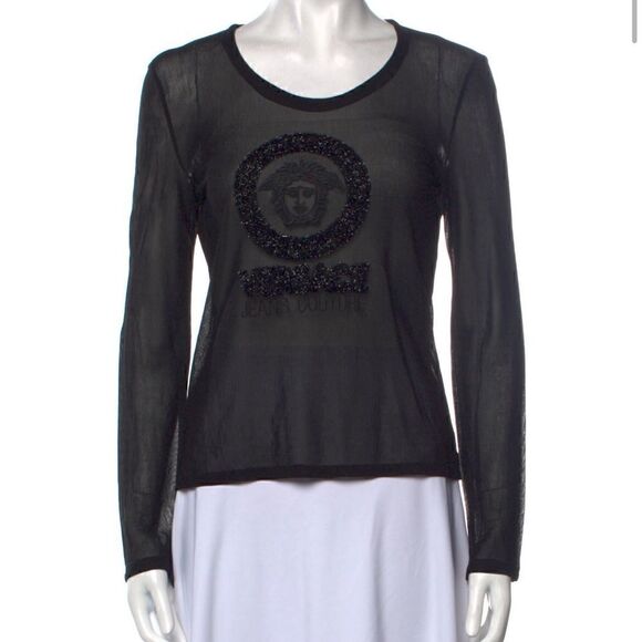 Vintage Couture Versace jeans sheer top S - Picture 1 of 3